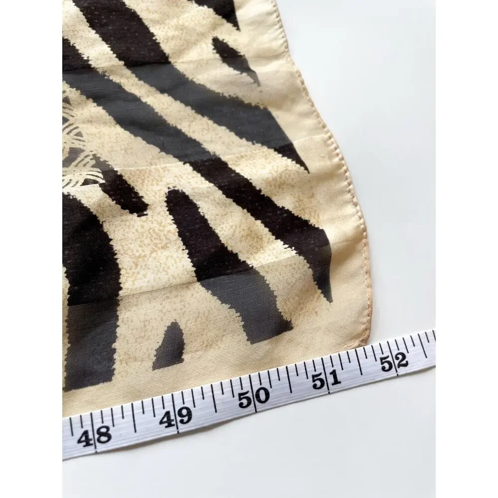 Vintage Anne Klein Beige and Black Zebra Print Oblong Scarg
